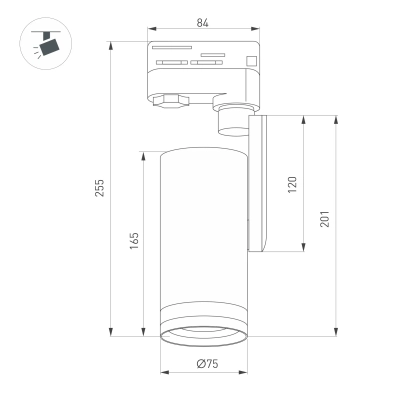 Светильник LGD-URANUS-4TR-R75-18W/25W Warm3500-MIX (BK, 20-50 deg, side holder, 230V) (Arlight, IP20 Металл, 5 лет)