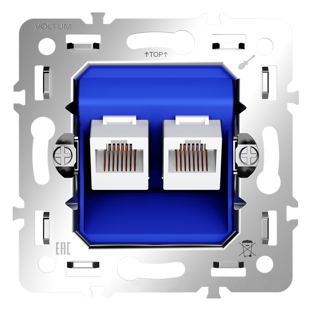 Механизм розетки компьютерной двойной RJ45+RJ45 кат.6, S70
