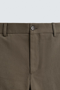 ZARA БРЮКИ STRAIGHT FIT ИЗ РЕЛЬЕФНОЙ ТКАНИ, РЫЖЕВАТО-КОРИЧНЕВЫЙ