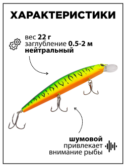 Воблер Минноу Rudla 130 мм 22 г, цвет #04 (M-14)