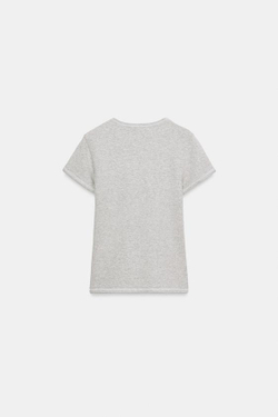 ZARA ФУТБОЛКА С КОНТРАСТНЫМИ ЭЛЕМЕНТАМИ, СЕРЫЙ МЕЛАНЖ