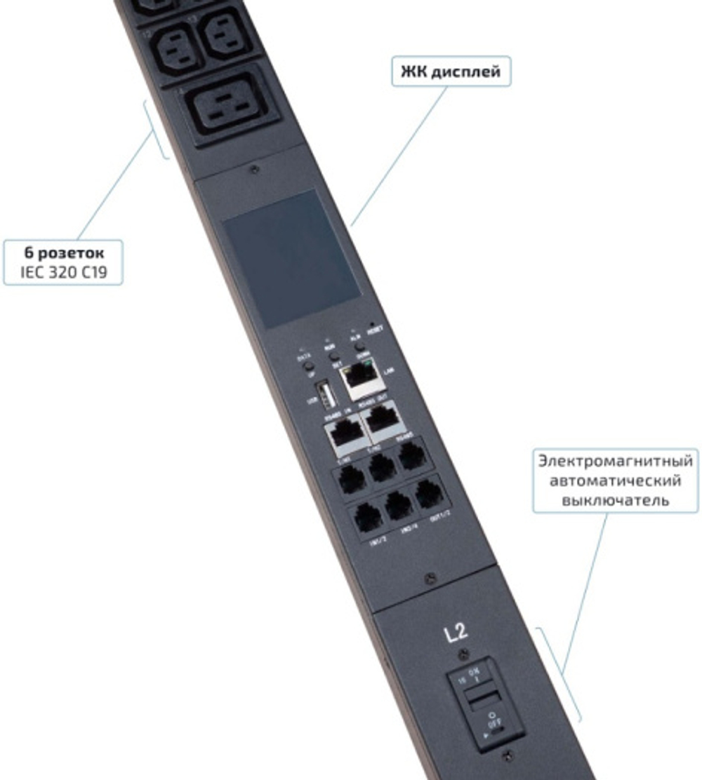 Блок розеток Cabeus SMART-PDU-16-3P-36C13-6C19-I309-M