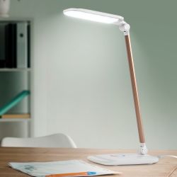 Настольный светильник ЭРА NLED-460-14W-W-G светодиодный с ночником на основании белый с золотом | Светодиодные настольные лампы