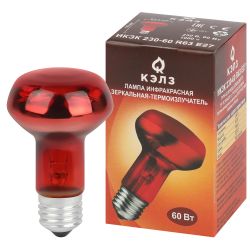 Комплект из 2-х инфракрасных ламп ЭРА ИКЗК 230-60 R63 E27 для курятника цыплят птиц животных/лампа для обогрева | Инфракрасные лампы