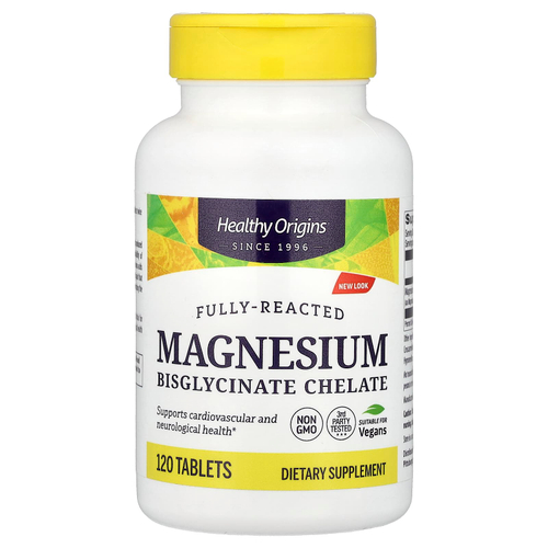 Healthy Origins, хелатный бисглицинат магния, 120 таблеток