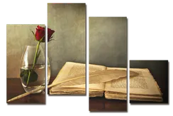 Модульная картина "Роза с книгой"