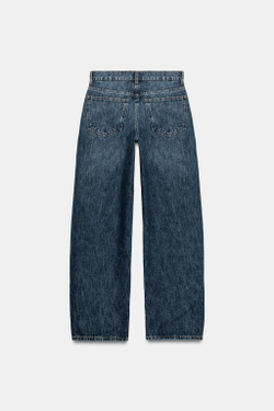 ZARA ДЖИНСЫ CURVED STRAIGHT СО СРЕДНЕЙ ПОСАДКОЙ — ZW COLLECTION, СИНИЙ
