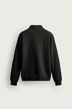 ZARA ТОЛСТОВКА-ПОЛО INTERLOCK НА МОЛНИИ, ЧЕРНЫЙ
