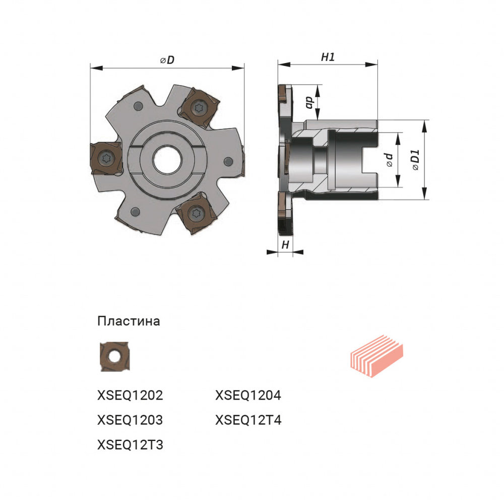 PT02.12J50.200.18.H6 Фреза дисковая со сменными пластинами