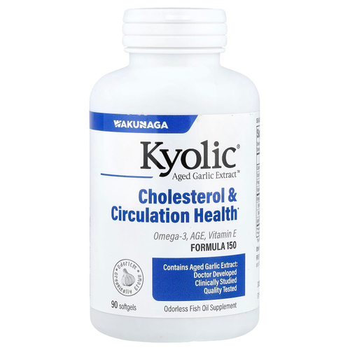 Kyolic, Aged Garlic Extract™, выдержанный экстракт чеснока, для здорового уровня холестерина и кровообращения, 90 капсул