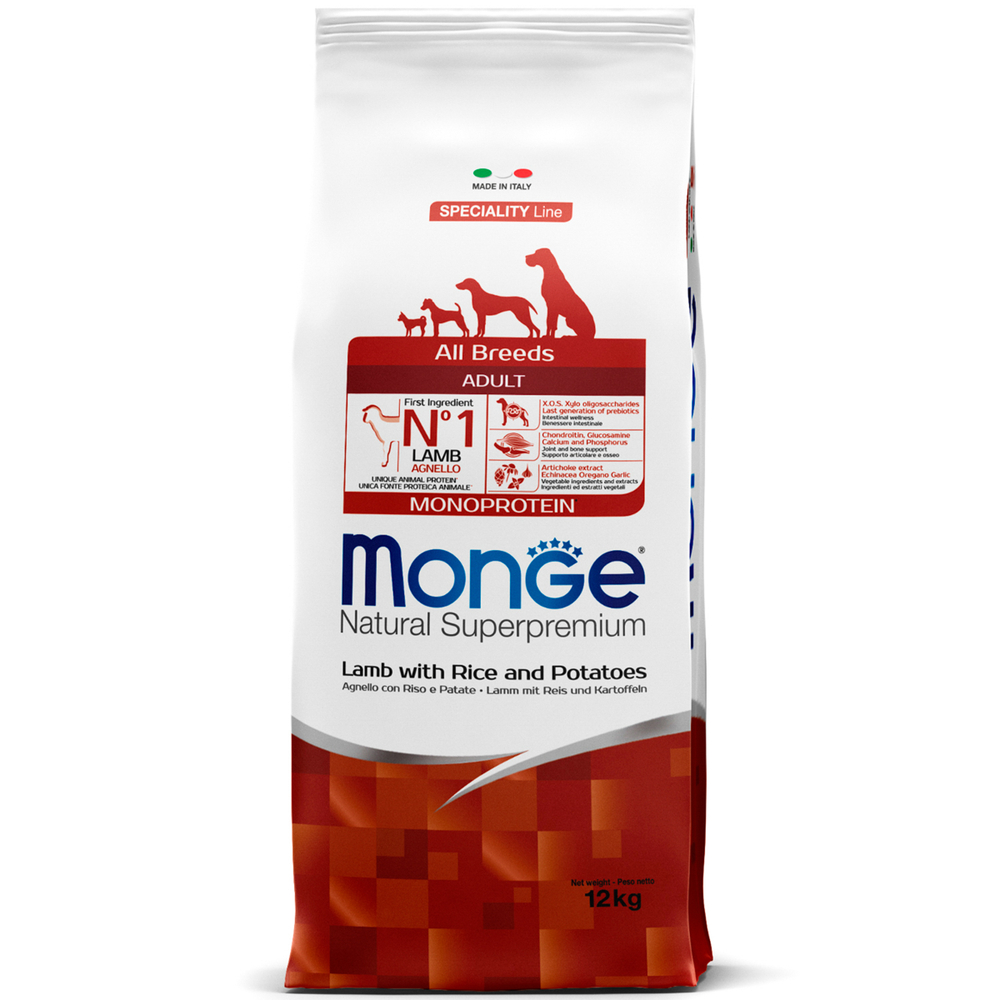 Monge Сухой корм Dog Speciality Line Monoprotein д/взр. из ягненка с рисом и картофелем 12 кг