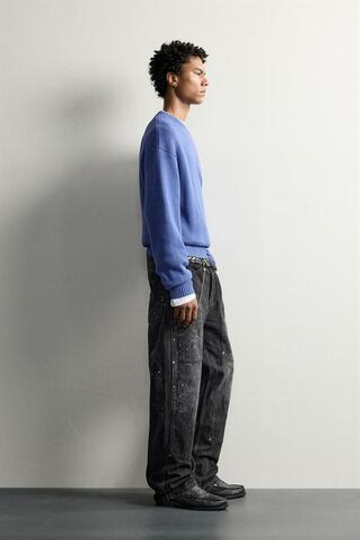 ZARA СВИТЕР RELAXED FIT ИЗ 100% ХЛОПКА, ЯРКО-СИНИЙ