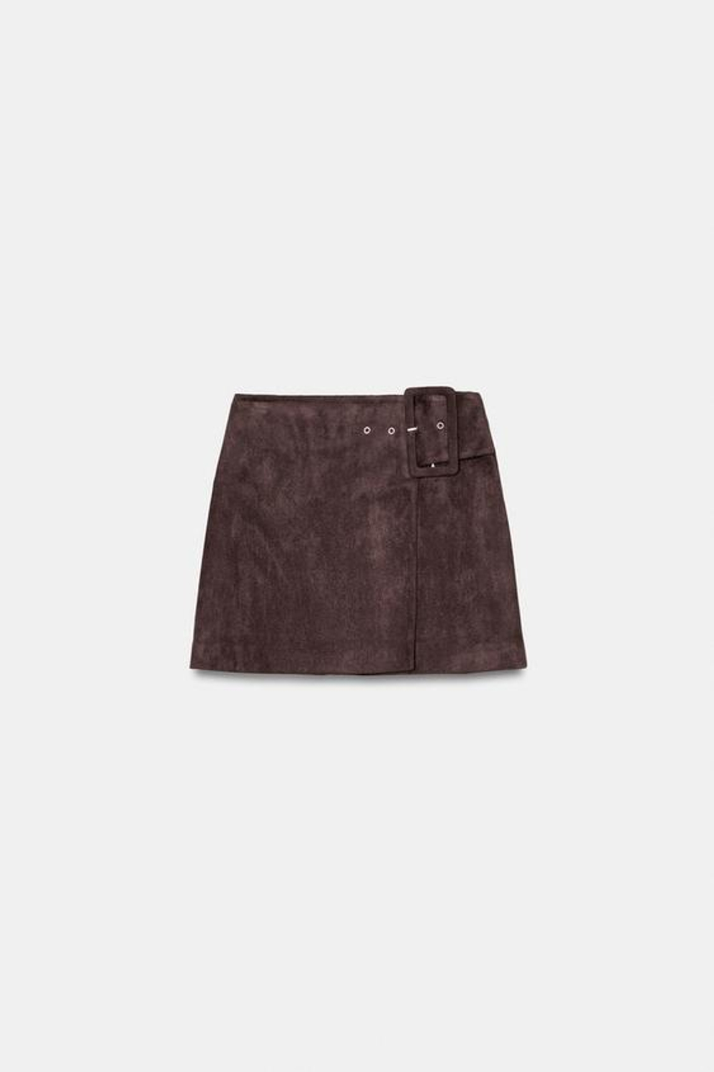 Мини-юбка из искусственной замши с застежкой - ZARA