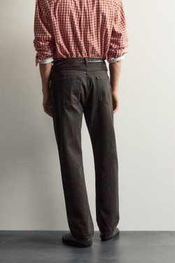 ZARA X AARON LEVIN ДЖИНСЫ STRAIGHT FIT, ШОКОЛАДНО-КОРИЧНЕВЫЙ