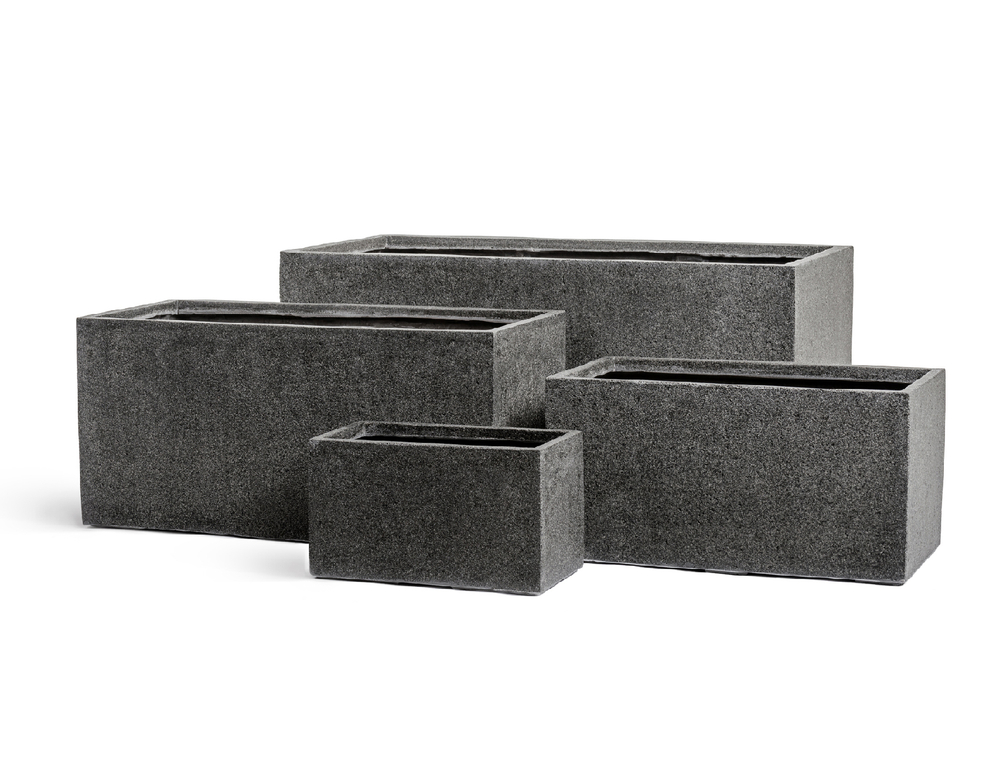 Кашпо TREEZ Effectory Stone Низкий прямоугольник Тёмно-серый камень д-40, ш-20, в-22 см 41.3319-01-024-GR-040