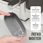 Мыльница, со сливом, на присоске, овальная, АБС пластик, серая, белая