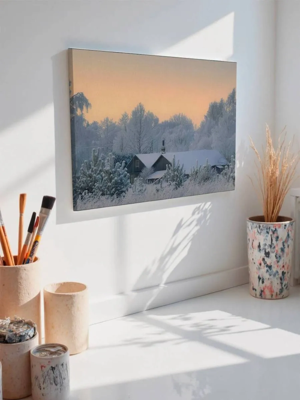 Картина на стену 40 X 50 Зимняя деревня