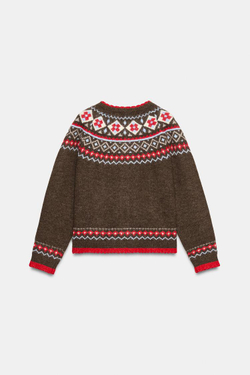 ZARA ЖАККАРДОВЫЙ КАРДИГАН, КОРИЧНЕВЫЙ