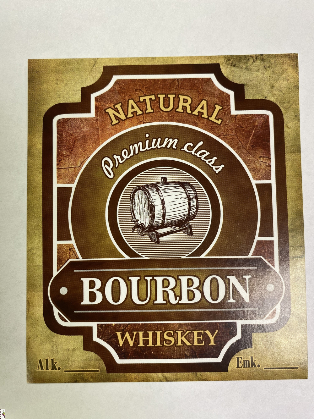 Этикетка самоклеящаяся "BOURBON" 85*100 мм