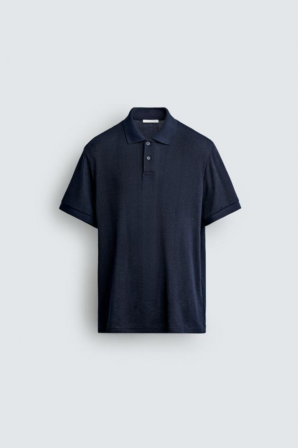 ZARA ЖАККАРДОВОЕ ПОЛО КЛАССИЧЕСКОГО КРОЯ В ПОЛОСКУ, МОРСКОЙ СИНИЙ