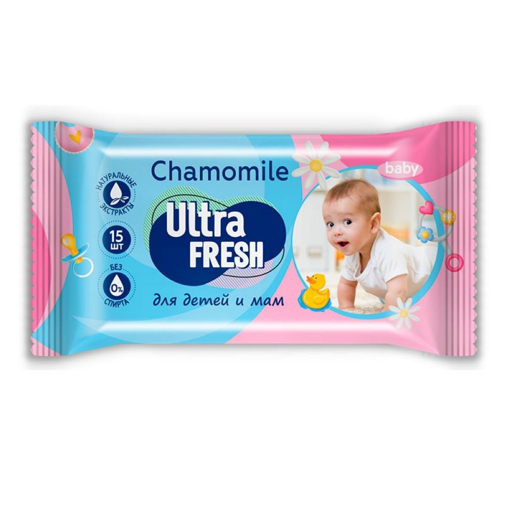 Ultra Fresh Влажные салфетки Baby 15 шт, блок 120шт.
