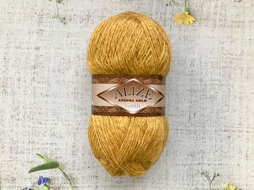 Пряжа ALIZE "Angora Gold Simli". 02 шафран