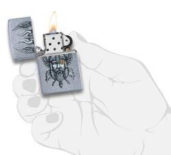 Зажигалка Zippo Viking Warrior с покрытием Street Chrome, латунь/сталь, серебристая, 38x13x57 мм