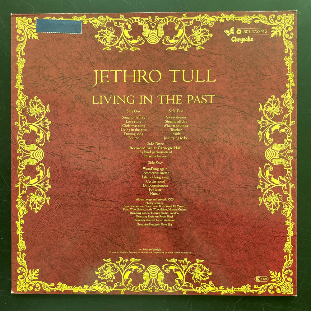 Jethro Tull – Living In The Past 2LP (Европа)