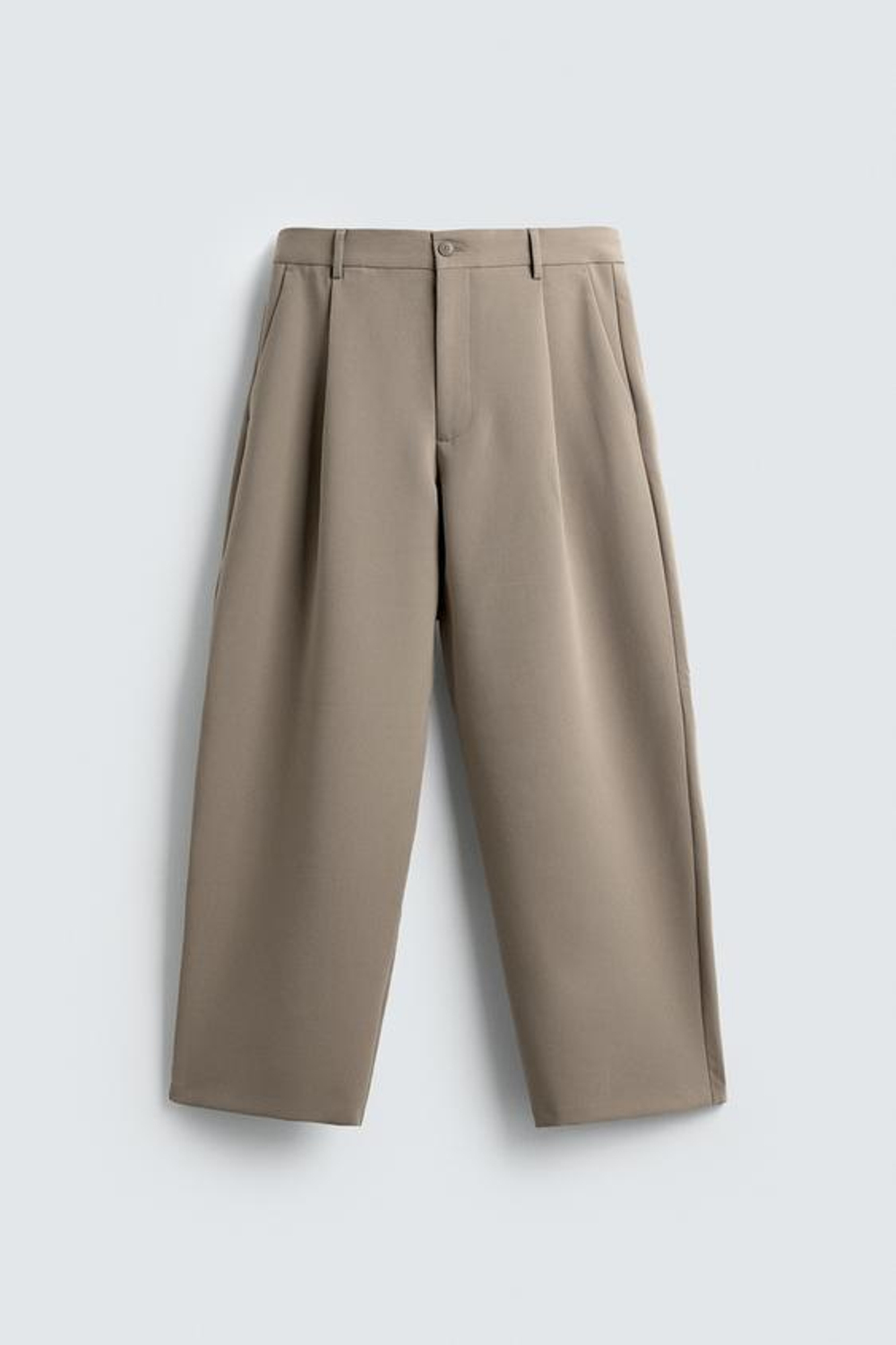 ZARA БРЮКИ RELAXED FIT СО СКЛАДКАМИ, СВЕТЛО-КОРИЧНЕВЫЙ
