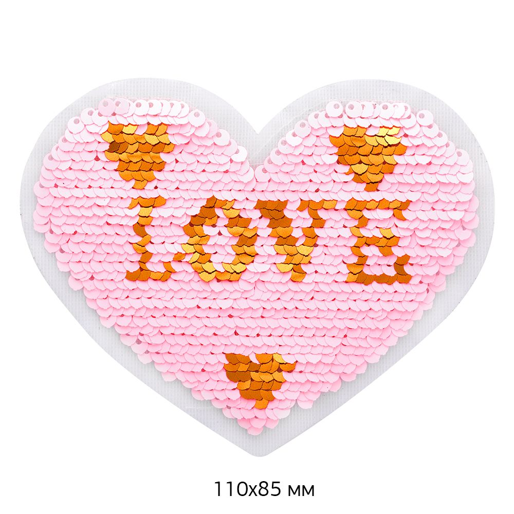 Аппликация термоклеевая Сердце Love 11х8,5 см 2 шт