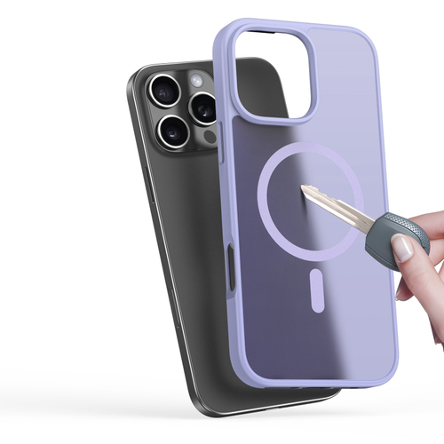 Прозрачный матовый чехол с рамками фиолетового цвета (Light Purple) и с MagSafe от Dux Ducis для iPhone 16 Pro, серия Yind Series Case