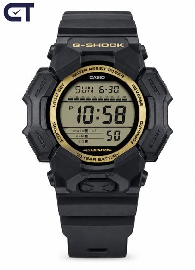 CASIO GD-010GB-1A9DR G-SHOCK мужские наручные часы — чёрно-золотая цифровая G-SHOCK с 10-летней батареей