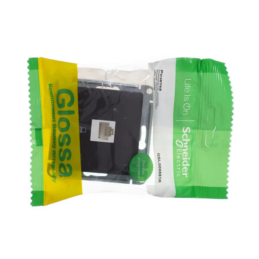 GLOSSA РОЗЕТКА компьютерная RJ45 кат.5Е, ШОКОЛАД
