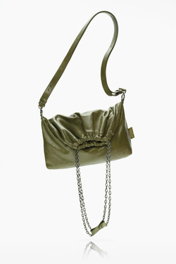 ZARA X JOHN GALLIANO БОЛЬШАЯ КОЖАНАЯ СУМКА TRI-CHIC — LIMITED EDITION, ЗЕЛЕНЫЙ ХАКИ