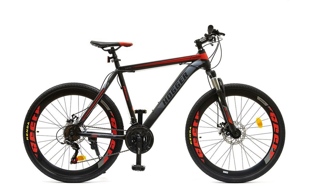 Велосипед 26" HOGGER STRIKE MD, 17", сталь, 21 ск, susp. fork, черно-красный матовый, Shimano, 2025