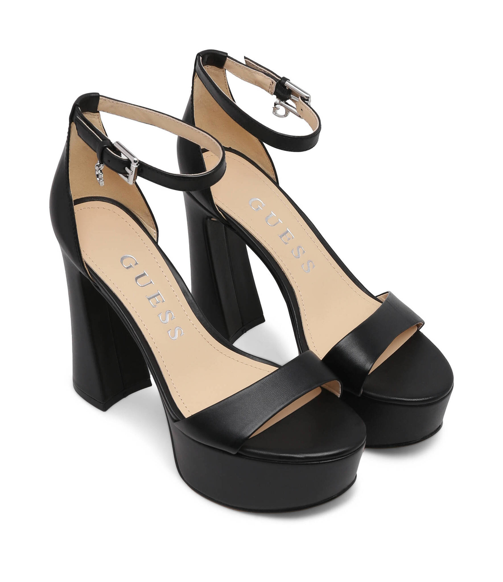 Кожаные босоножки на каблуке Guess - черный(FLJIDS LEA03)