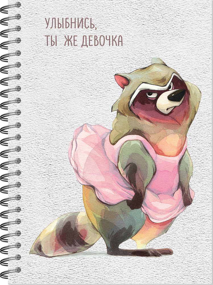 Блокнот для зарисовок SKETCHBOOK А5 с жесткой обложкой 60л. "Настроение - Енот. Улыбнись."
