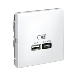 Розетка с USB A+C Systeme Electric ArtGallery Белый GAL000129