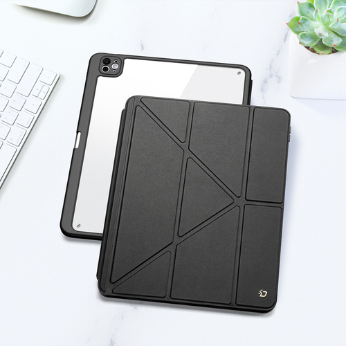 Чехол книжка черного цвета от Dux Ducis для Apple iPad Pro 13 с 2024 года, серия Magi Series Case, с держателем Apple Pencil и функцией автоматического перехода в спящий режим