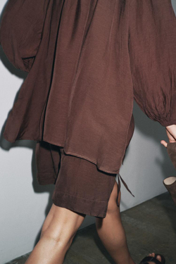 ZARA ТОП С ОТКРЫТЫМИ ПЛЕЧАМИ ZW COLLECTION, КОРИЧНЕВЫЙ