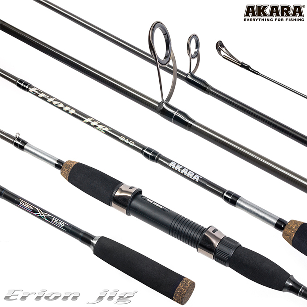 Спиннинг штекерный угольный 2 колена Akara Erion Jig TX-30 (3-12) 2,1 м