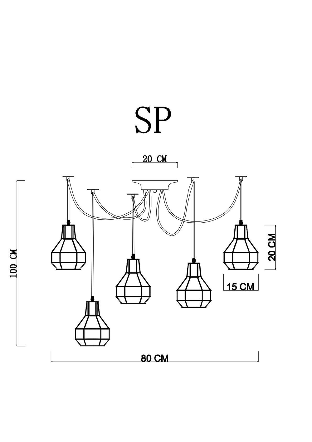 Светильник подвесной Arte Lamp Spider A1109SP-5BK