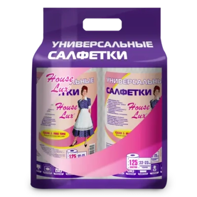 Салфетки универсальные HOUSE LUX DUO 22*23 рулон net, 2*125шт