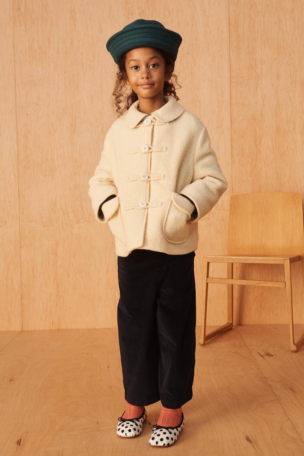 ZARA ШАПКА ИЗ 100% ШЕРСТИ, ЗЕЛЕНЫЙ