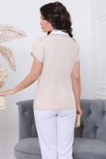 Бежевая блузка с контрастным воротником DStrend (Акция)