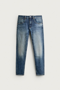 ZARA ДЖИНСЫ SKINNY FIT С РАЗРЕЗАМИ, ВЫЦВЕТШИЙ СИНИЙ