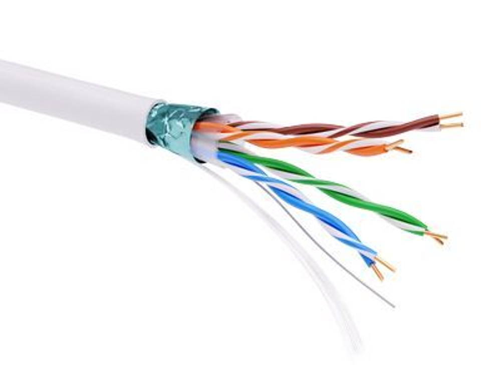Информационный кабель экранированный F/UTP 4х2 CAT5E, PVC, белый