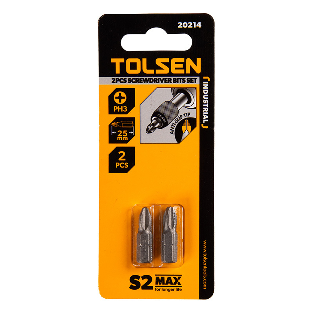 TOLSEN (TT20214) Набор вставок (бит) торцевых 1/4", Phillips, PH3, 25 мм, 2 предмета