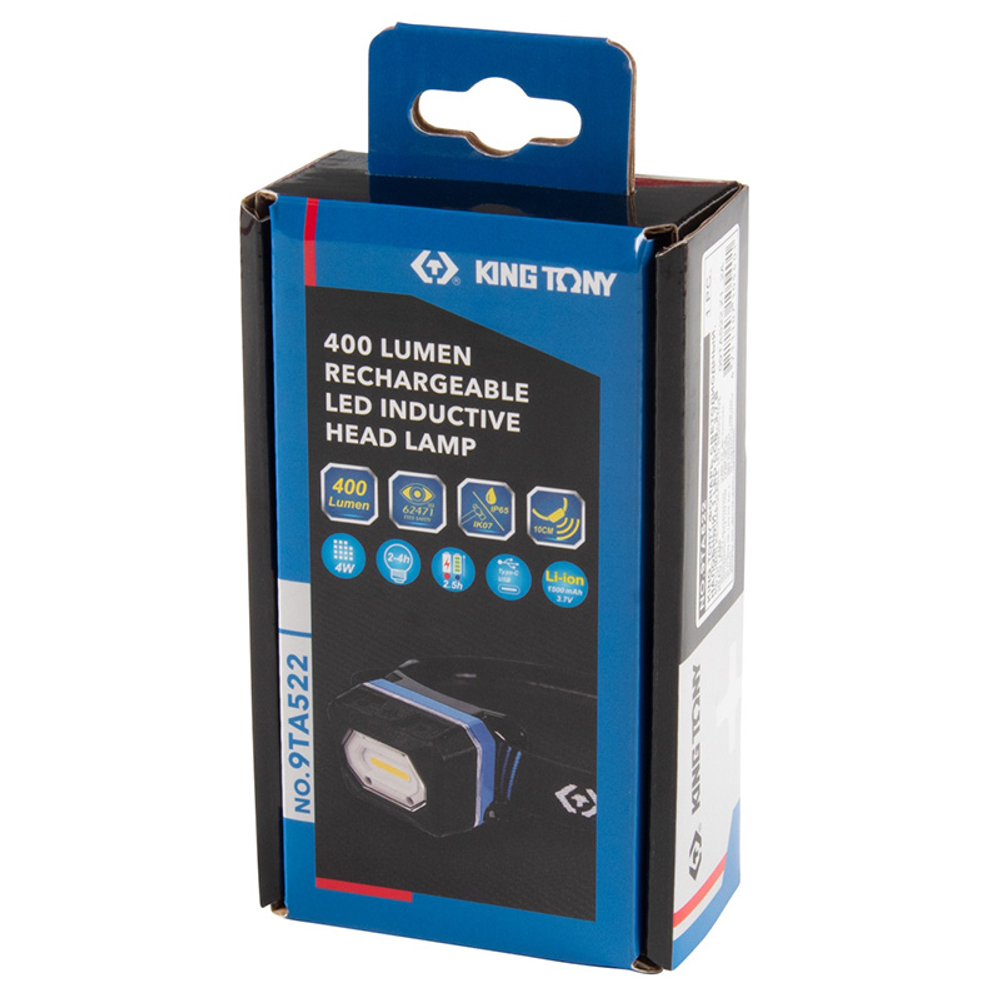 KING TONY (9TA522) Фонарь светодиодный, налобный, 1 Led COB, 3,7 В