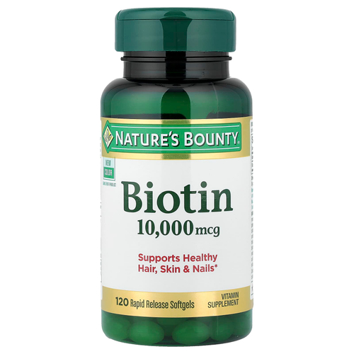 Nature's Bounty, Биотин, 10,000 мкг, 120 желатиновых капсул с быстрым высвобождением